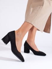 Amiatex Klasické dámské černé lodičky na širokém podpatku + Ponožky Gatta Calzino Strech, černé, 40