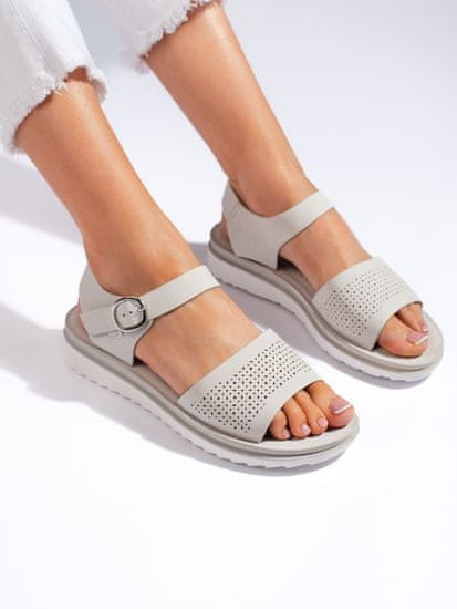 Amiatex Praktické dámské sandály šedo-stříbrné platforma + Ponožky Gatta Calzino Strech