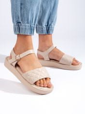 Amiatex Komfortní dámské hnědé sandály platforma + Ponožky Gatta Calzino Strech, odstíny hnědé a béžové, 36