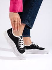 Amiatex Trendy tenisky dámské černé bez podpatku + Ponožky Gatta Calzino Strech, černé, 39