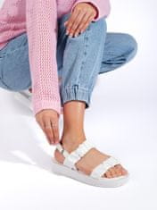 Amiatex Originální sandály dámské bílé platforma + Ponožky Gatta Calzino Strech, bílé, 40