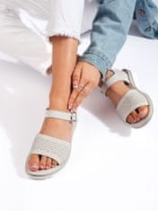 Amiatex Praktické dámské sandály šedo-stříbrné platforma, odstíny šedé a stříbrné, 36