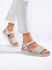 Amiatex Praktické dámské sandály šedo-stříbrné platforma, odstíny šedé a stříbrné, 36