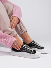 Amiatex Zajímavé tenisky černé dámské bez podpatku + Ponožky Gatta Calzino Strech, černé, 40