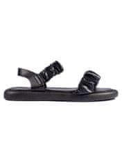 Amiatex Praktické černé dámské sandály na plochém podpatku + Ponožky Gatta Calzino Strech, černé, 41