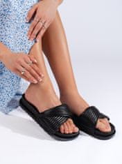 Amiatex Trendy černé dámské nazouváky na plochém podpatku, černé, 40