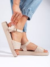 Amiatex Komfortní dámské hnědé sandály platforma + Ponožky Gatta Calzino Strech, odstíny hnědé a béžové, 39