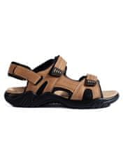 Amiatex Jedinečné sandály dámské hnědé na plochém podpatku + Ponožky Gatta Calzino Strech, odstíny hnědé a béžové, 41