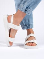 Amiatex Originální sandály dámské bílé platforma + Ponožky Gatta Calzino Strech, bílé, 40