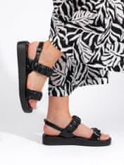 Amiatex Módní dámské černé sandály platforma + Ponožky Gatta Calzino Strech, černé, 36