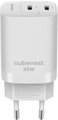 CubeNest síťová nabíječka S2D1, PD, 35W, 2x USB-C, bílá