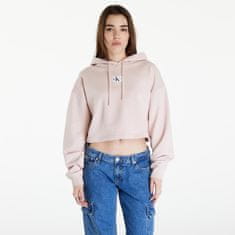 Calvin Klein Mikina Jeans Woven Label Hoodie Sepia Rose M Růžová