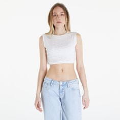 Calvin Klein Top Jeans Aop Cropped Tank Top Warp Logo White L Bílá
