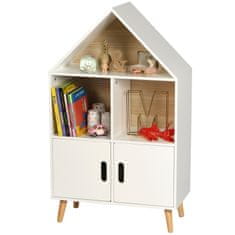 DOCHTMANN Dětská knihovna domeček, úložný regál pro děti, bílá 60x30x103cm