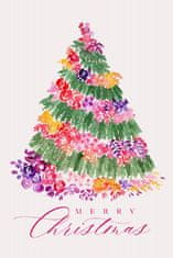 Pelcasa Floral Watercolor Merry Christmas Tree - 70x100 cm 