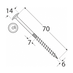DOMAX CT 06070 tesařský vrut s talířovou hlavou 6x70 - balení 100ks