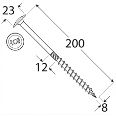 DOMAX CT 08200 tesařský vrut s talířovou hlavou 8x200 - balení 50ks