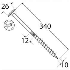 DOMAX CT 10340 tesařský vrut s talířovou hlavou 10x340 - balení 25ks