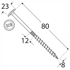 DOMAX CT 08080 tesařský vrut s talířovou hlavou 8x80 - balení 50ks