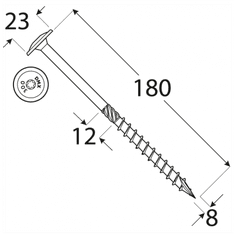 DOMAX CT 08180 tesařský vrut s talířovou hlavou 8x180 - balení 50ks