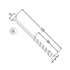 DOMAX GS 08120 Vrut tvrzený do pórobetonu s plochou hlavou 8x120 - balení 50ks