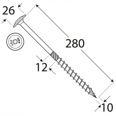 DOMAX CT 10280 tesařský vrut s talířovou hlavou 10x280 - balení 25ks