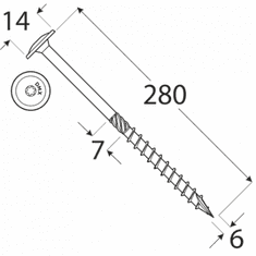 DOMAX CT 06280 tesařský vrut s talířovou hlavou 6x280 - balení 50ks