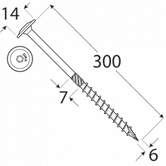 DOMAX CT 06300 tesařský vrut s talířovou hlavou 6x300 - balení 50ks