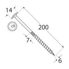 DOMAX CT 06200 tesařský vrut s talířovou hlavou 6x200 - balení 100ks