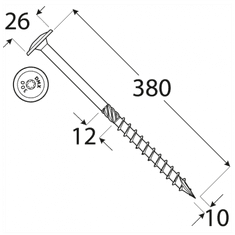 DOMAX CT 10380 tesařský vrut s talířovou hlavou 10x380 - balení 25ks