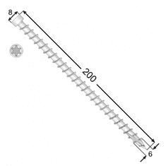 DOMAX CPW 06200 Šroub s plným závitem s zapuštěnou hlavou 6x200 - balení 100ks