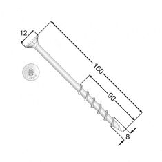 DOMAX GS 08160 Vrut tvrzený do pórobetonu s plochou hlavou 8x160 - balení 50ks