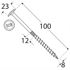 DOMAX CT 08100 tesařský vrut s talířovou hlavou 8x100 - balení 50ks