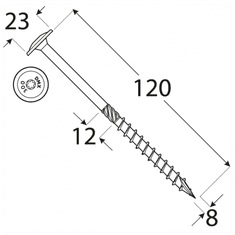 DOMAX CT 08120 tesařský vrut s talířovou hlavou 8x120 - balení 50ks