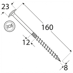 DOMAX CT 08160 tesařský vrut s talířovou hlavou 8x160 - balení 50ks