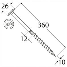 DOMAX CT 10360 tesařský vrut s talířovou hlavou 10x360 - balení 25ks