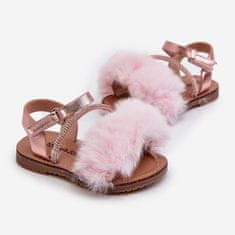 Dětské sandály na suchý zip s fleecem růžové velikost 26