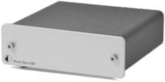 Pro-Ject Phono Box USB stříbrný (DC) Gramofonový předzesilovač pro MM/MC kazety, USB a A/D převodník.