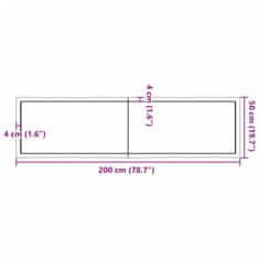 Vidaxl Stolní deska hnědá 200x50x(2-4)cm ošetřený dřevo živá hrana