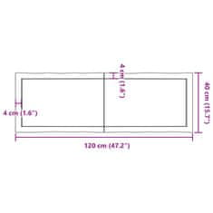 Vidaxl Stolní deska hnědá 120x40x(2-4)cm ošetřený dřevo živá hrana