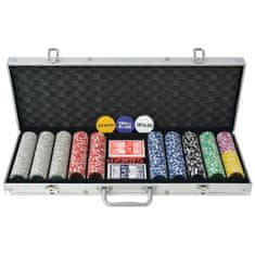 Vidaxl Poker set s 500 laserovými žetony z hliníku