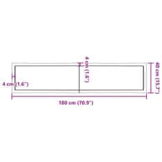 Vidaxl Stolní deska hnědá 180x40x(2-4)cm ošetřený dřevo živá hrana