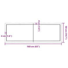 Vidaxl Stolní deska hnědá 160x50x(2-4)cm ošetřený dřevo živá hrana