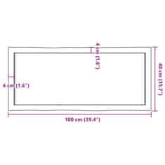 Vidaxl Stolní deska 100x40x(2-4)cm neošetřený masivní dřevo živá hrana