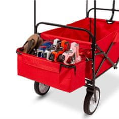 Timeless Tools Skládací vozík se střechou, tažný a tlačný, červený