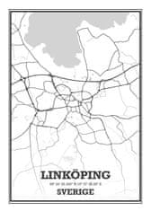 Pelcasa Linköping Stad Karta Poster - 50x70 cm 