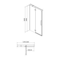 CERSANIT Crea sprchové dveře 120x200 levé čiré sklo S159-003 - Cersanit