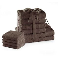 AmeliaHome Sada bavlněných ručníků AMARI 2+4+4 ks hnědá, velikost 2*70x140+4*50x100+4*30x50