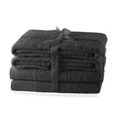 AmeliaHome Sada ručníků Amary tmavě šedých, velikost 2*70x140+4*50x100