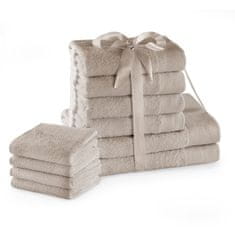 AmeliaHome Sada bavlněných ručníků AMARI 2+4+4 ks béžová, velikost 2*70x140+4*50x100+4*30x50